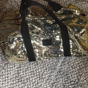 Large PINK sequin duffel bag.